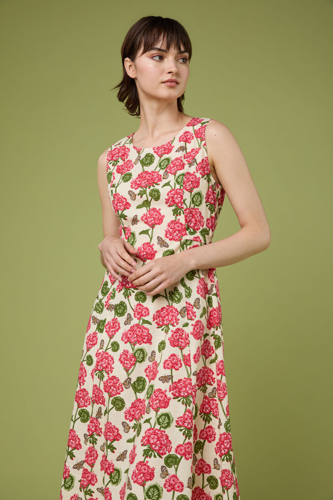 Princess Highway - Geranium Flower Midi Dress - cream