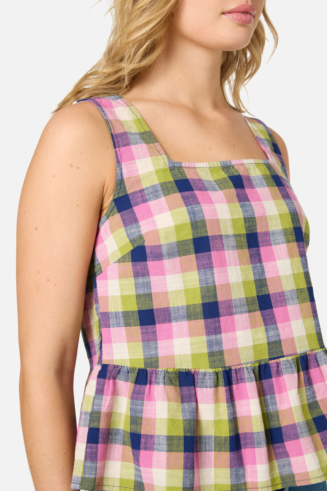 Princess Highway - Cassie Check Peplum Top - blue-multi