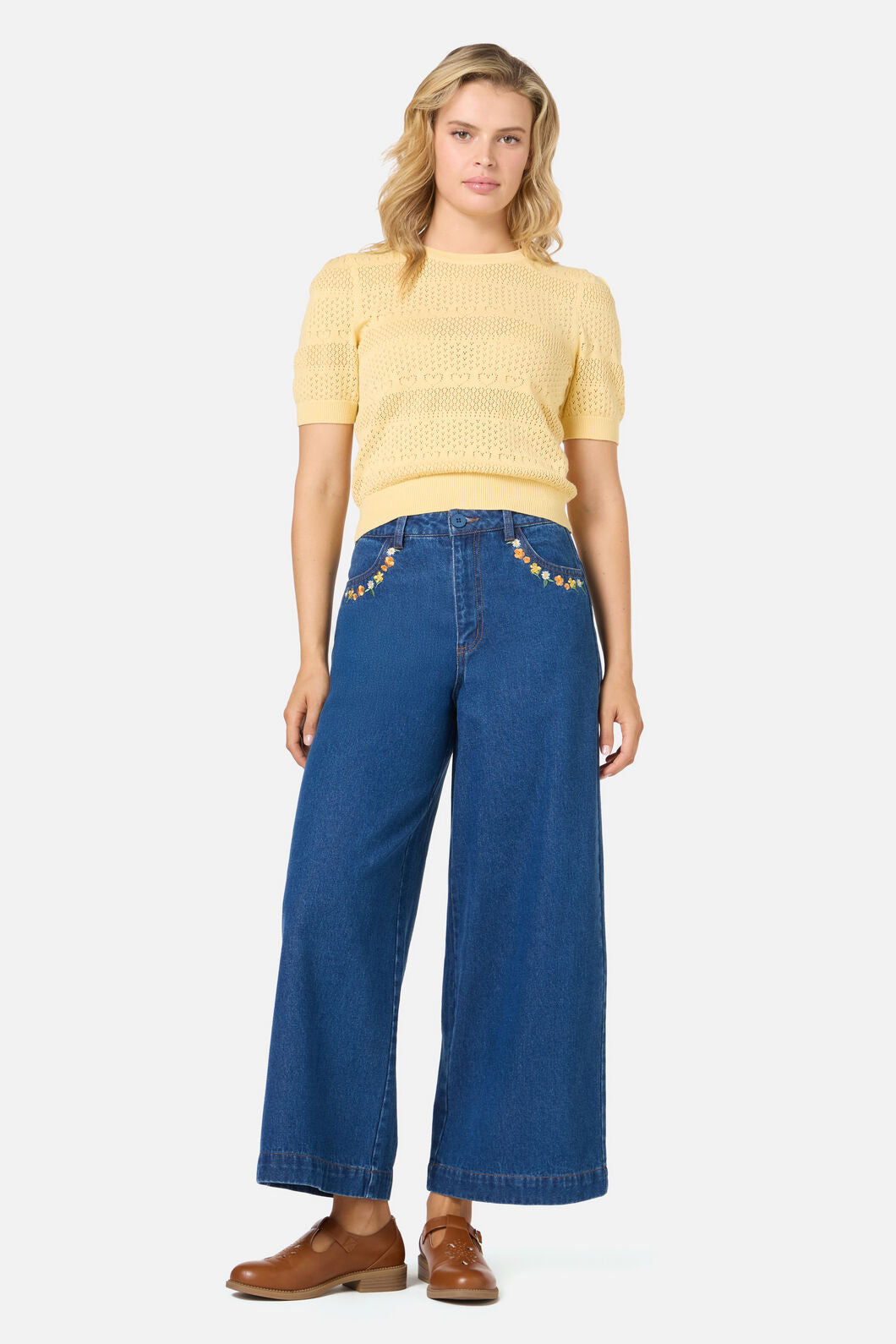 Princess Highway - Tamsin Lacey Heart Knit Top - lemon