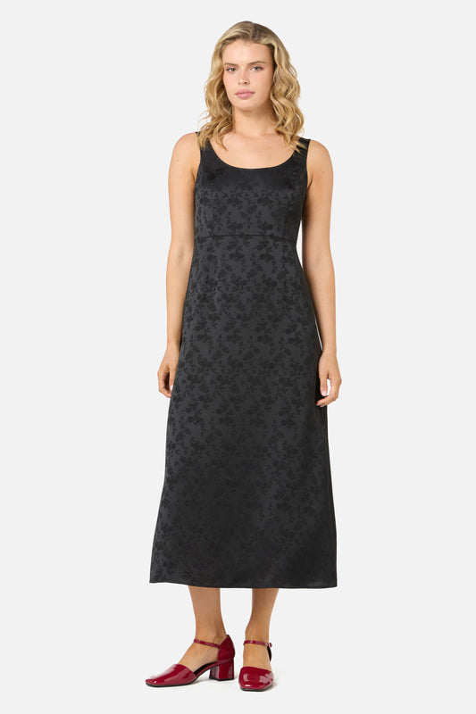 Princess Highway - Roma Satin Embossed Midi Dress - black