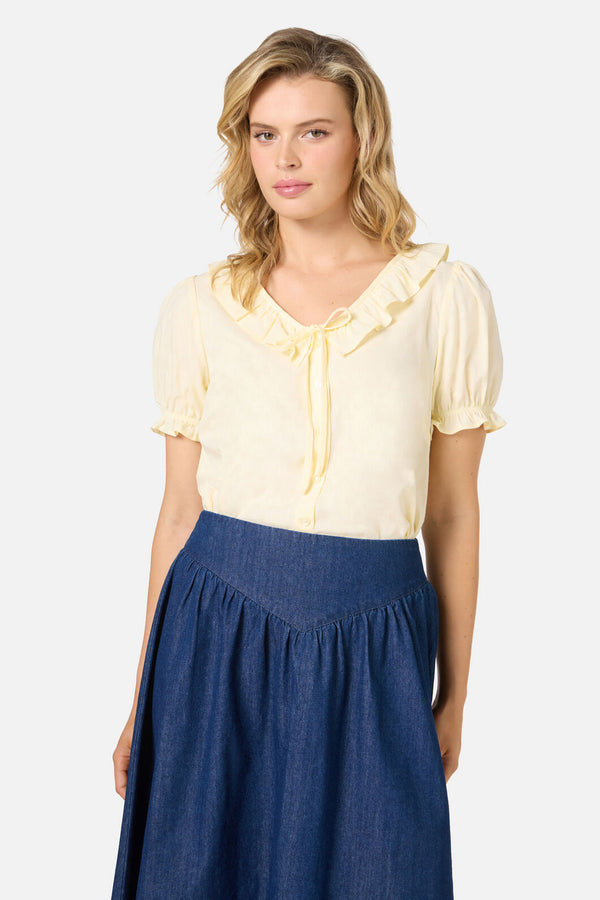 Princess Highway - Lulu Ruffle Blouse - lemon