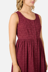 Princess Highway - Lily Broidery Midi Dress - wine