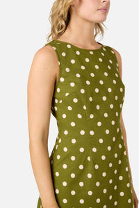 Princess Highway - Polka Dot Shift Mini Dress - olive