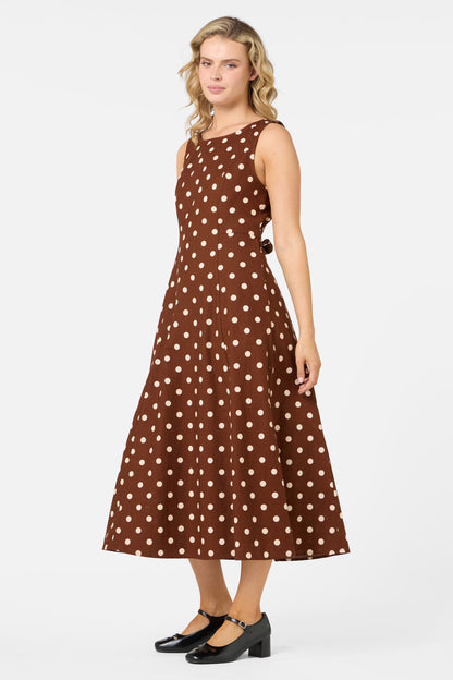Princess Highway - Polka Dot Midi Dress - chocolate
