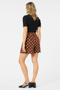 Princess Highway - Polka Dot A Line Shorts - chocolate