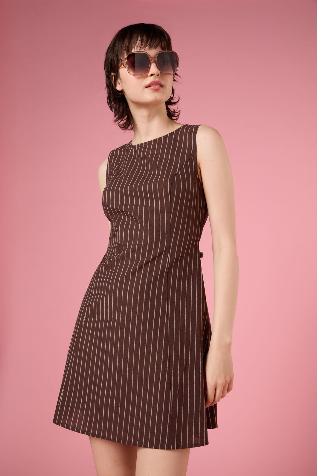 Princess Highway - Frankie Pinstripe Shift Dress - chocolate