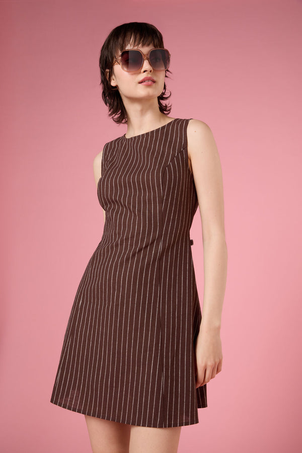 Princess Highway - Frankie Pinstripe Shift Dress - chocolate