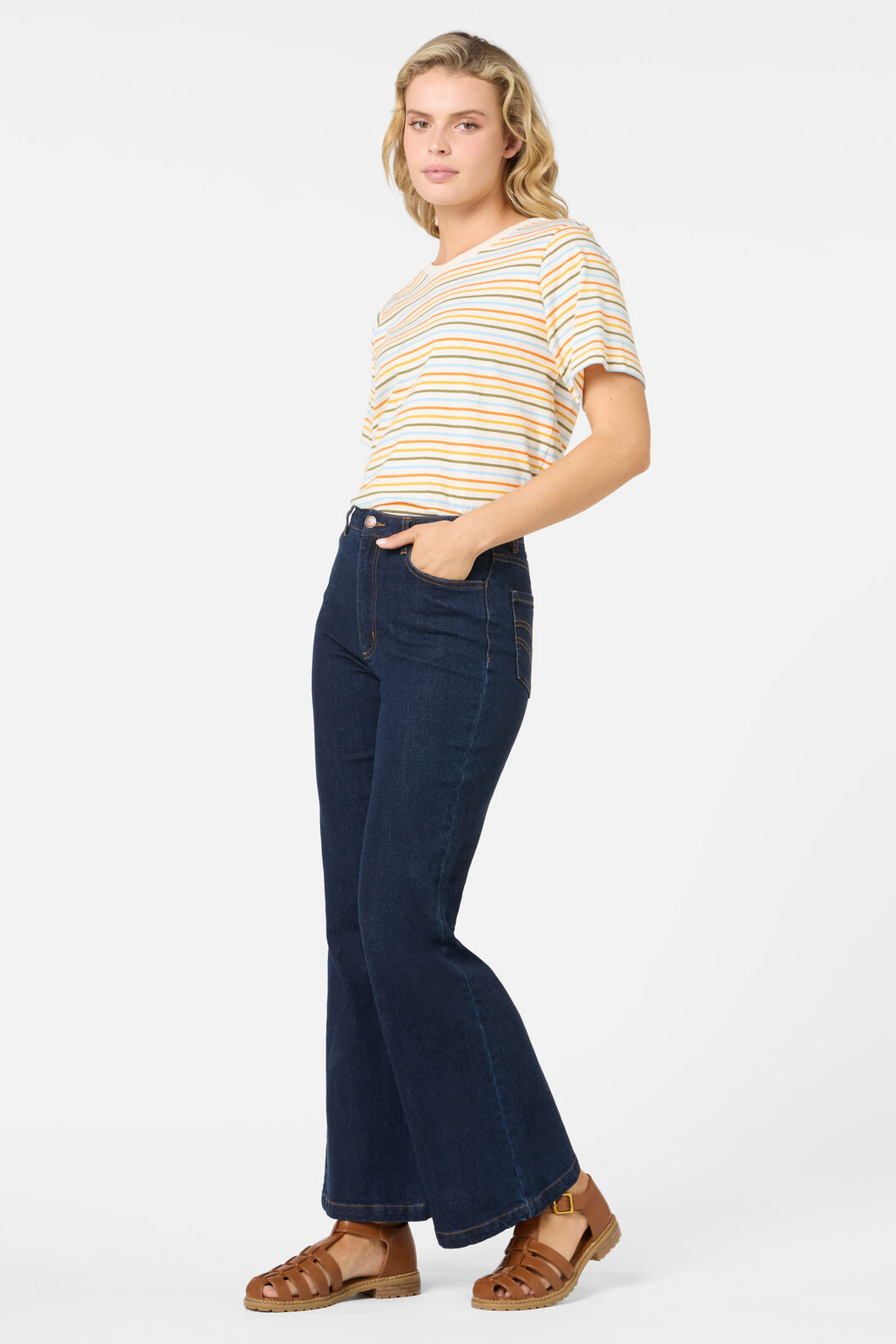 Princess Highway - Susie Retro Stripe Tee - cream-multi