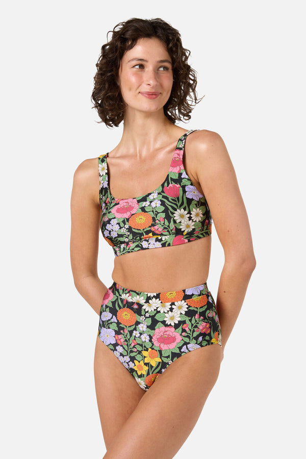 Princess Highway - Floral Field Bikini Top - black