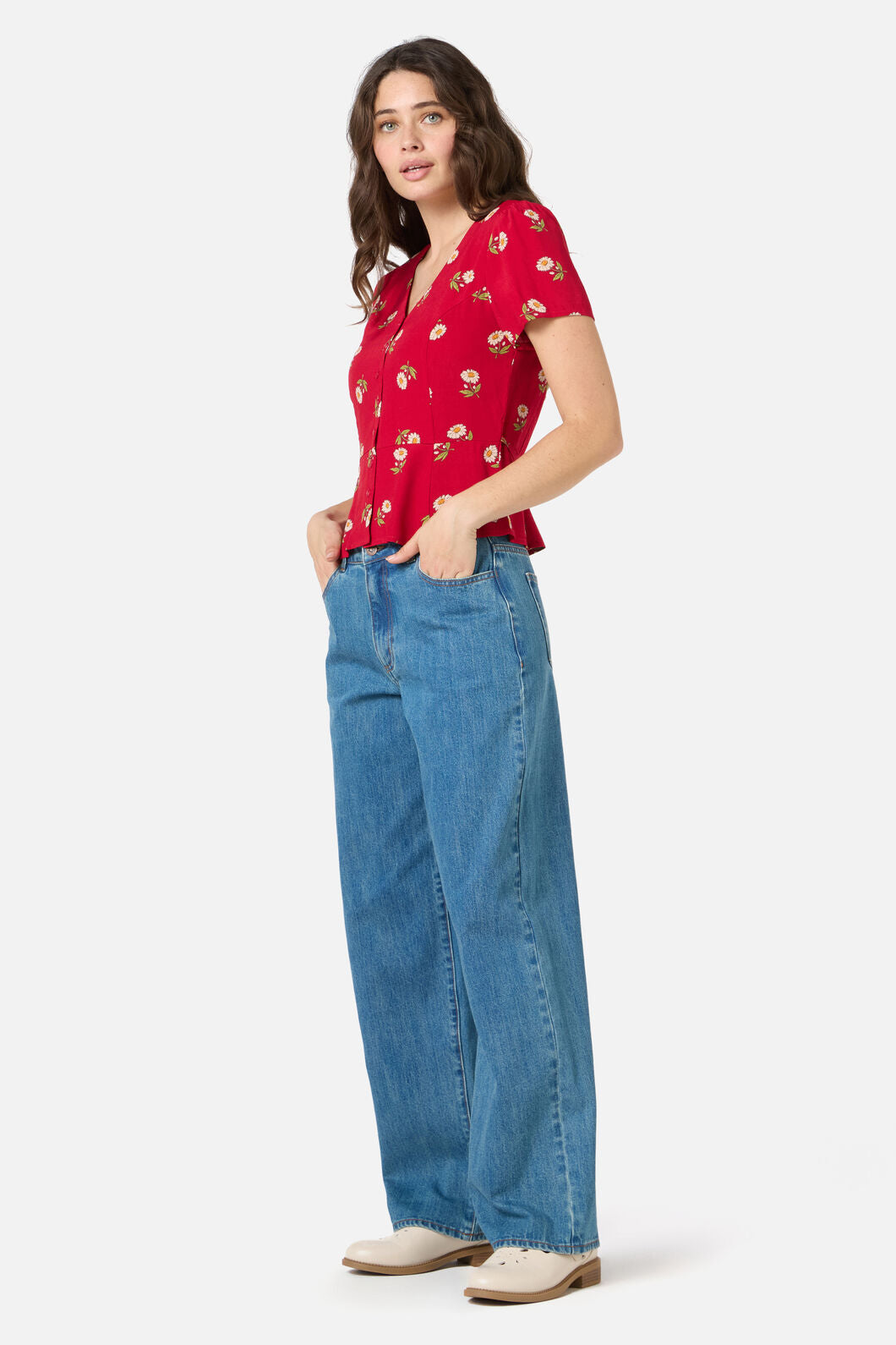 Princess Highway - Marguerite Daisy Top - red