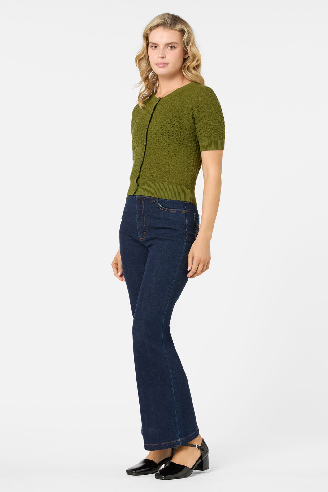 Princess Highway - Garden Short Sleeve Cardigan - olive