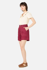 Princess Highway - Ruby Drill Shorts - wine