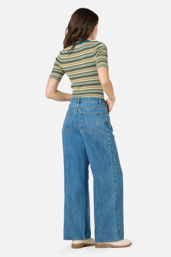 Princess Highway - Sadie Stripe Knit Top - teal