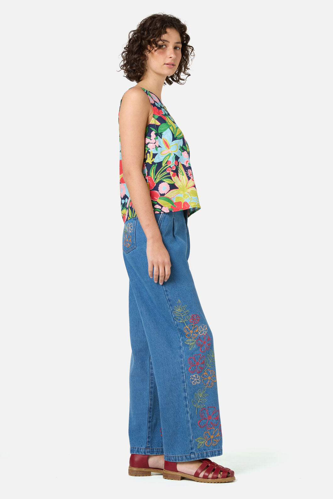 Princess Highway - Lexi Floral Shell Top - navy
