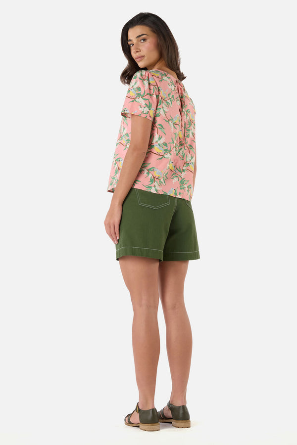 Princess Highway - Yellow Robin Short Sleeve Top - coral