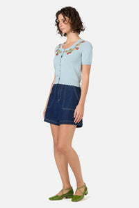 Princess Highway - Tomatoes Embroidered Cardigan - blue