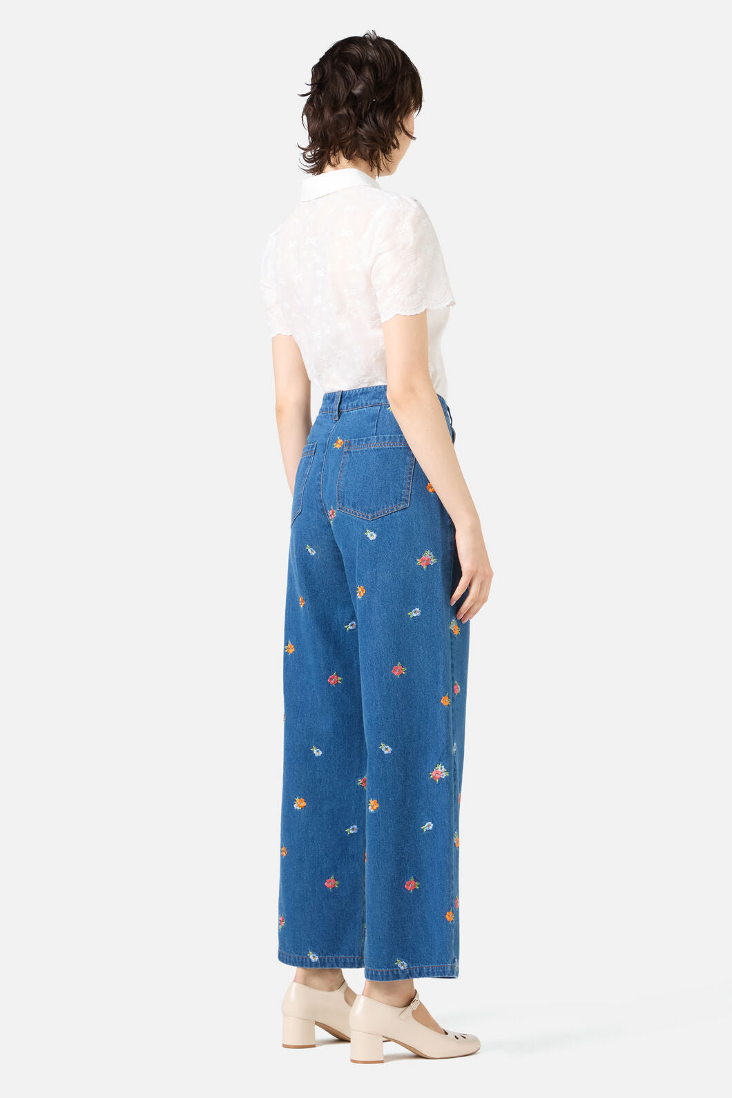 Princess Highway - Floral Embroidered Denim Jeans - blue-denim