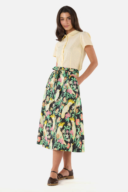 Princess Highway - Cockatoo & Flora Midi Skirt - black