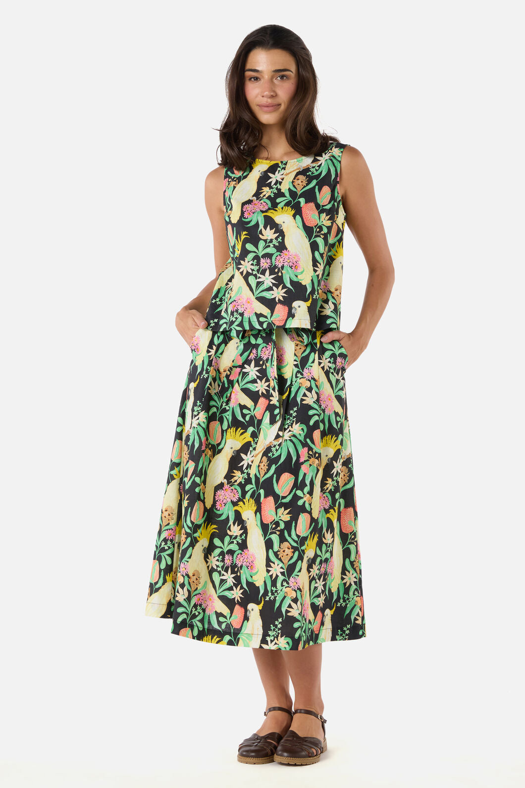 Princess Highway - Cockatoo & Flora Midi Skirt - black