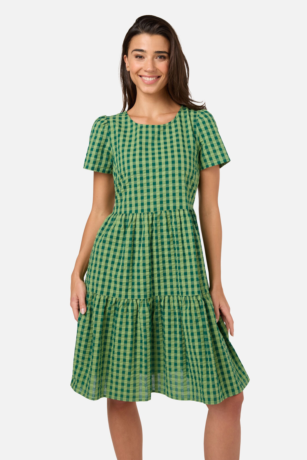 Princess Highway - Margot Check Mini Smock Dress - green
