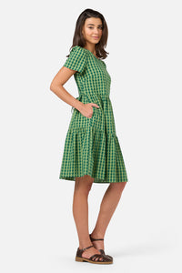 Princess Highway - Margot Check Mini Smock Dress - green