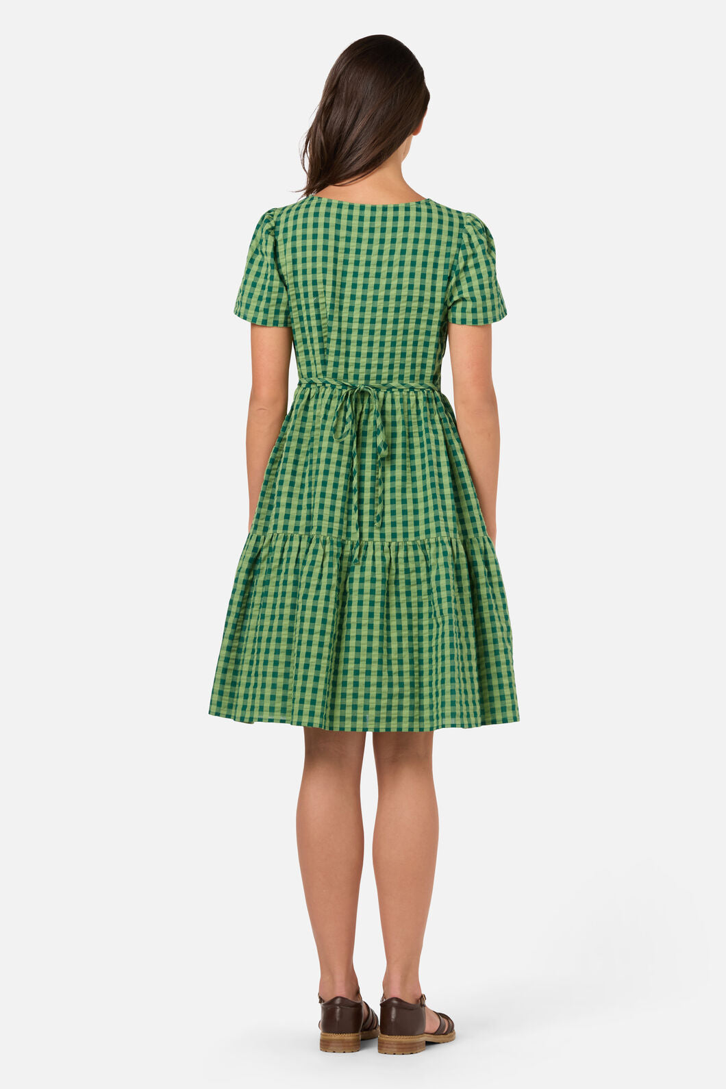 Princess Highway - Margot Check Mini Smock Dress - green