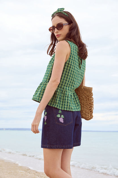 Princess Highway - Margot Check Shell Top - green