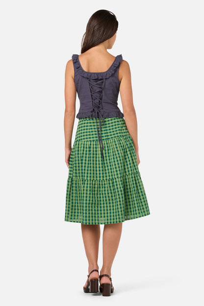 Princess Highway - Margot Check Tiered Skirt - green