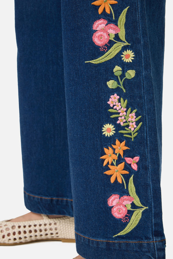 Princess Highway - Liberty Native Emb Denim Jean - blue-denim