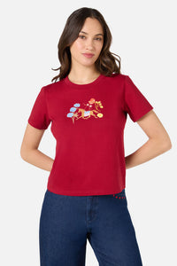 Princess Highway - Horse & Flower Printed Tee - red