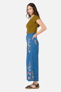 Princess Highway - Horse & Flower Emb Jean - blue-denim