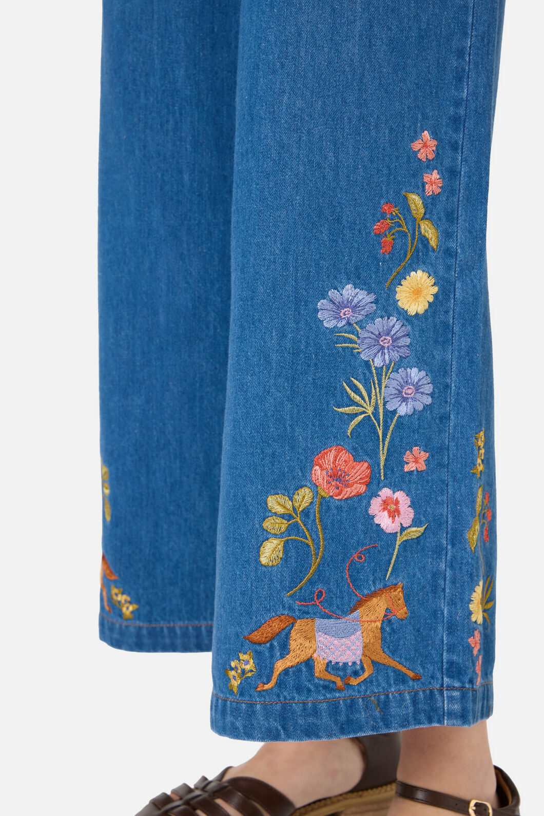 Princess Highway - Horse & Flower Emb Jean - blue-denim