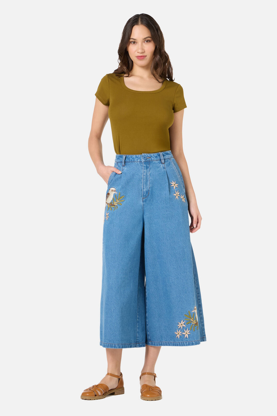 Princess Highway - Kooka & Wattle Denim Culotte - blue-denim