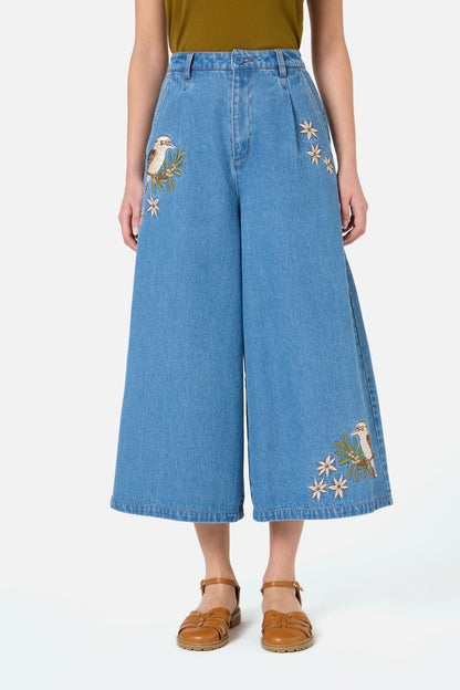 Princess Highway - Kooka & Wattle Denim Culotte - blue-denim
