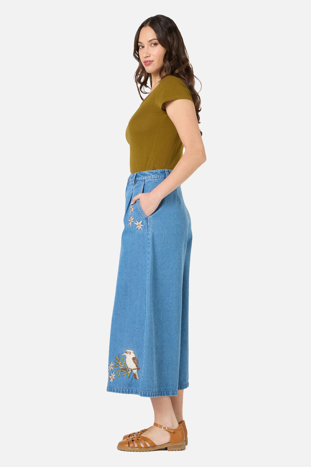 Princess Highway - Kooka & Wattle Denim Culotte - blue-denim