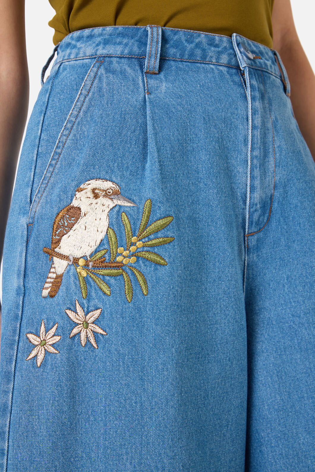 Princess Highway - Kooka & Wattle Denim Culotte - blue-denim