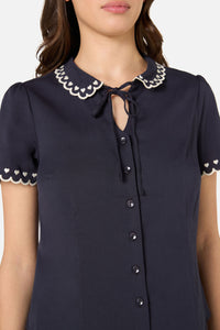 Princess Highway - Sweet Heart Emb Blouse - navy