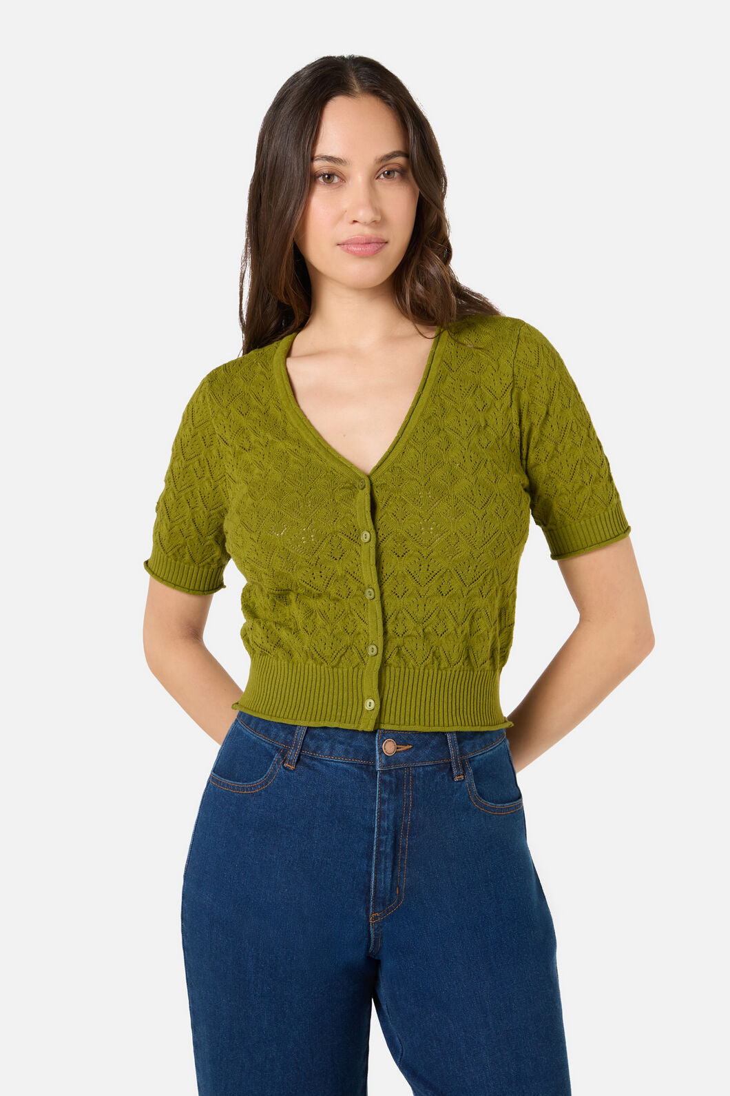 Princess Highway - Wednesday Lace Knit Cardigan - olive