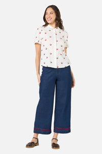 Princess Highway - Cherry Ditsy Emb Blouse - cream