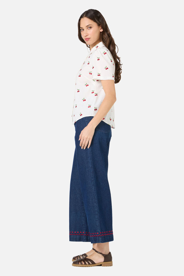 Princess Highway - Cherry Ditsy Emb Blouse - cream