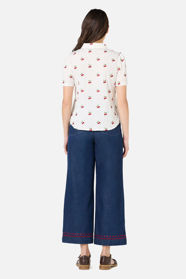 Princess Highway - Cherry Ditsy Emb Blouse - cream