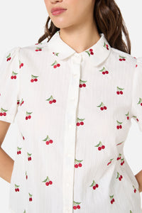 Princess Highway - Cherry Ditsy Emb Blouse - cream