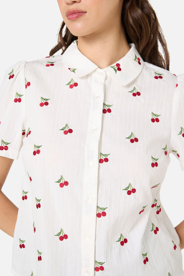 Princess Highway - Cherry Ditsy Emb Blouse - cream