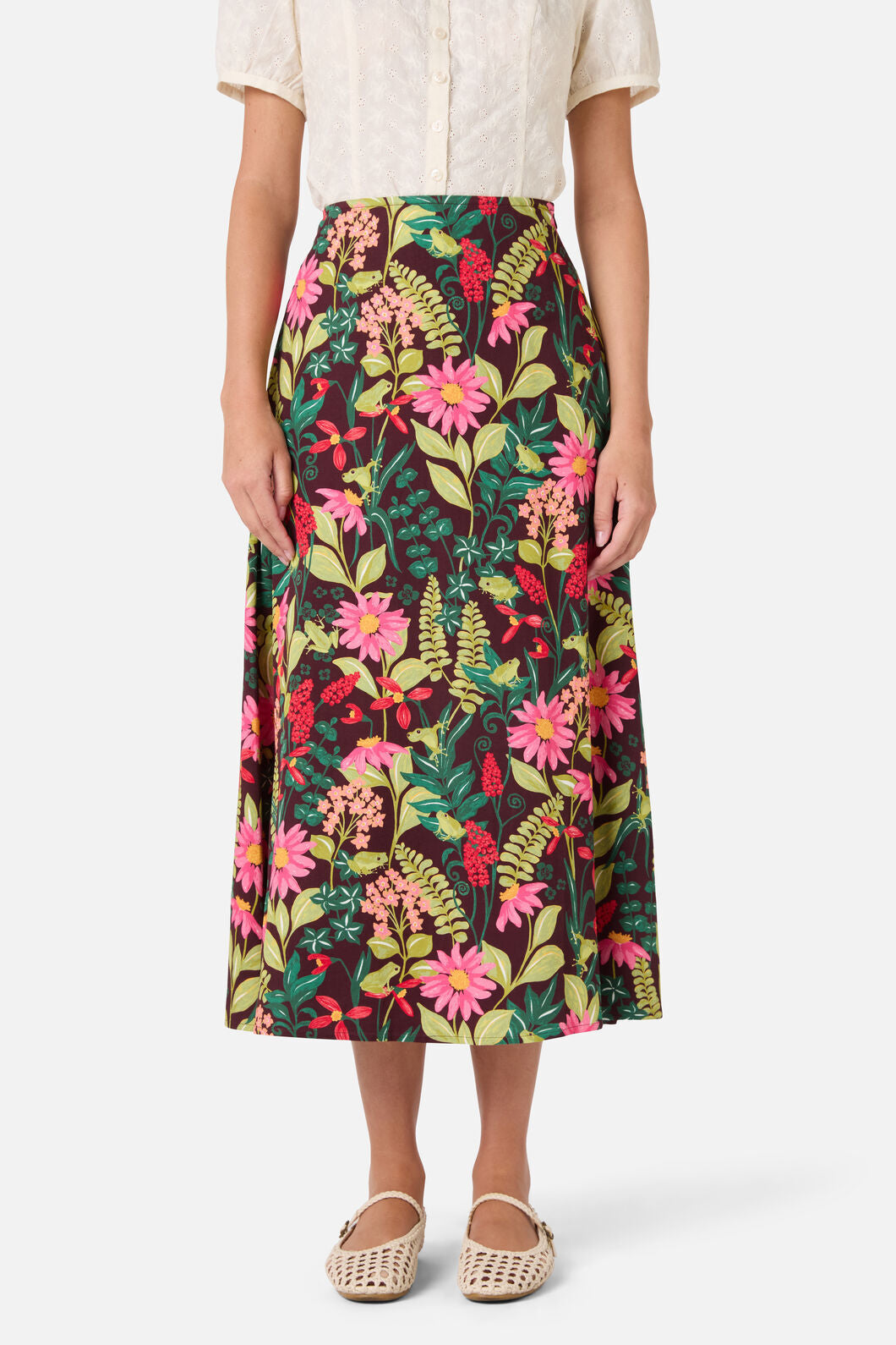 Princess Highway - Tiana Tree Frog Midi Skirt - burgundy