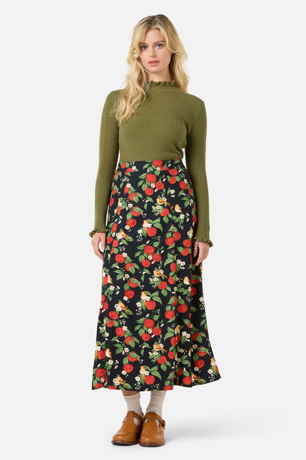 Princess Highway - Apple Blossom Midi Skirt - navy