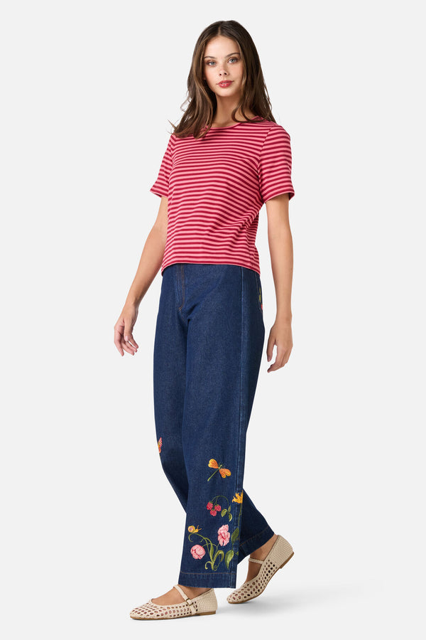 Princess Highway - Berry Stripe Tee - pink-red
