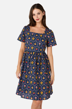 Princess Highway - Honey Bee Hive Mini Dress - navy