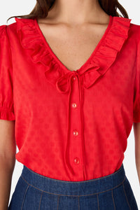 Princess Highway - Kayla Ruffle Blouse - red