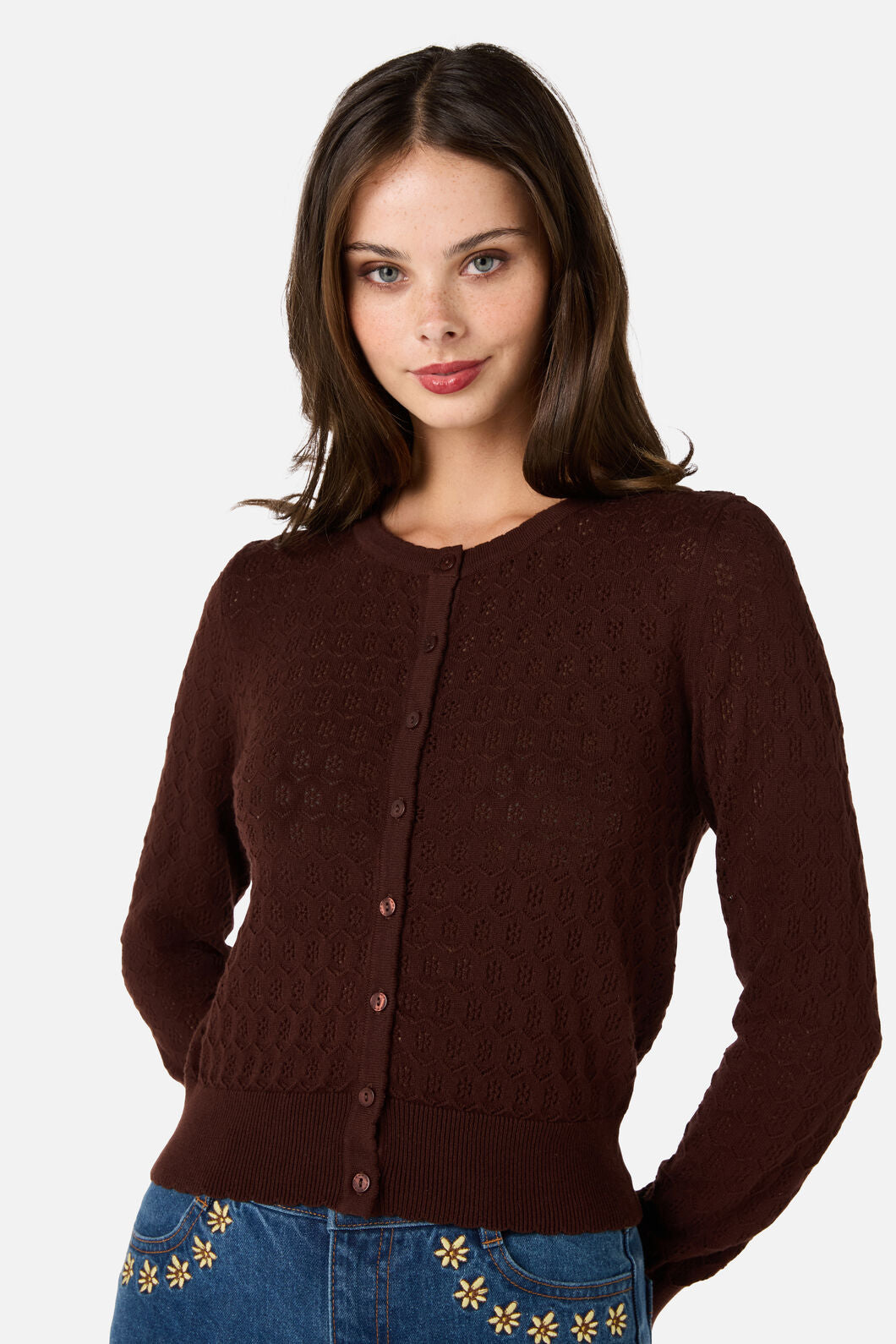 Princess Highway - Mara Long Sleeve Cardigan - chocolate