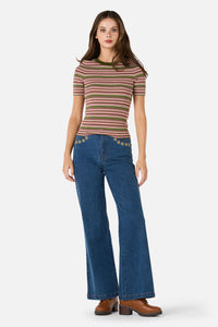 Princess Highway - Adelaide Stripe Rib Knit Top - green